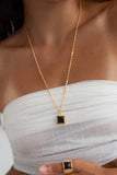 SQUARE RAINBOW/ONYX NECKLACE